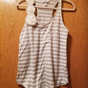 Stripe shirt with two white flowers